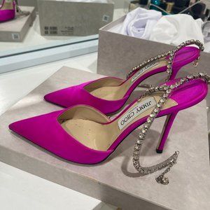 jimmy choo pink saeda satin heels